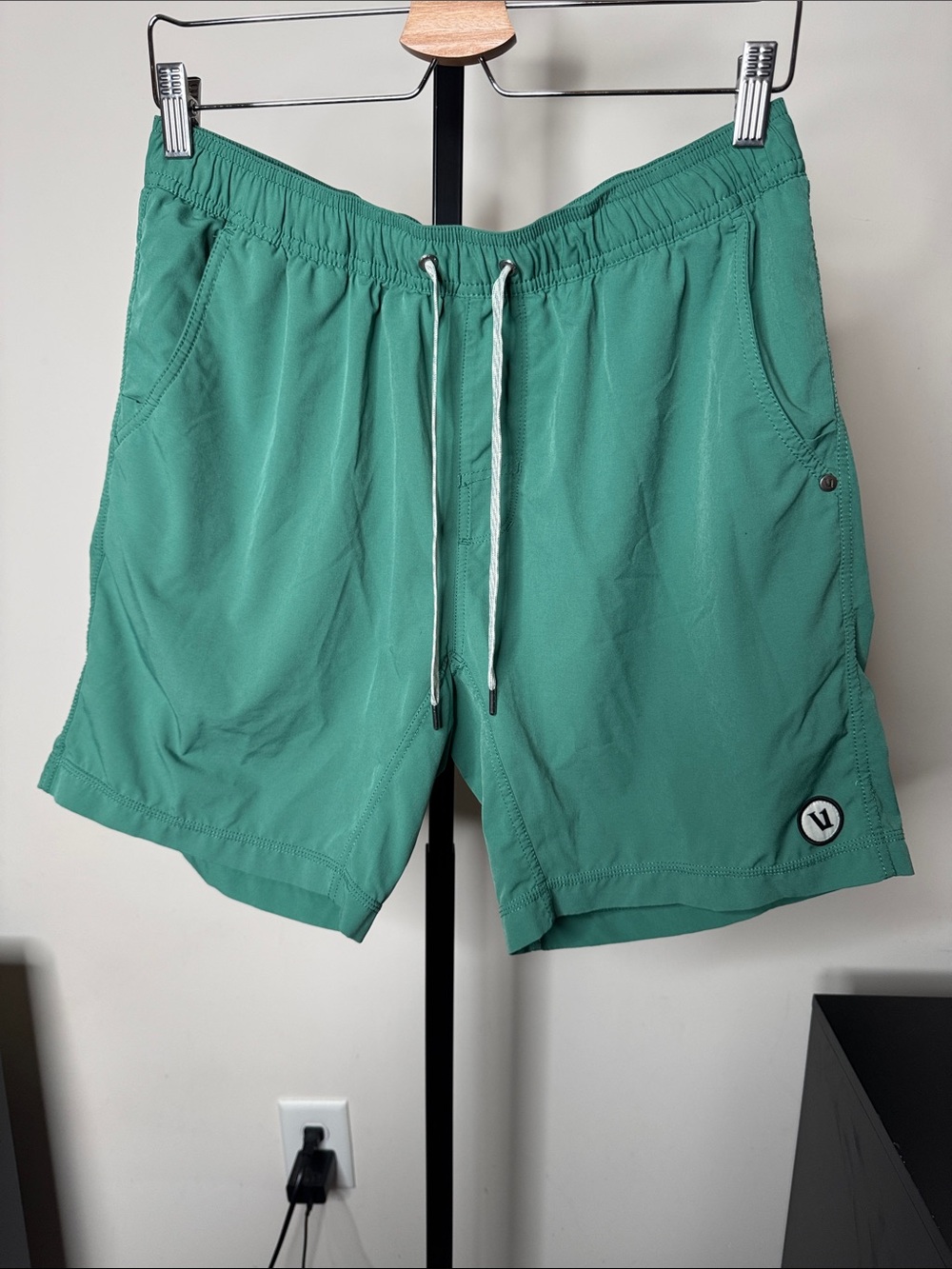 Vuori Teal Green Kore Shorts with Drawstring
